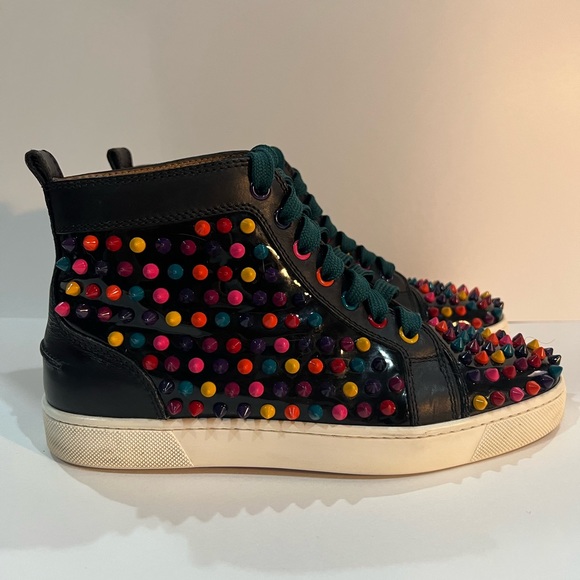Christian Louboutin Louis Multi Color Streetwear High Top Sneakers Red bottoms - Picture 9 of 16